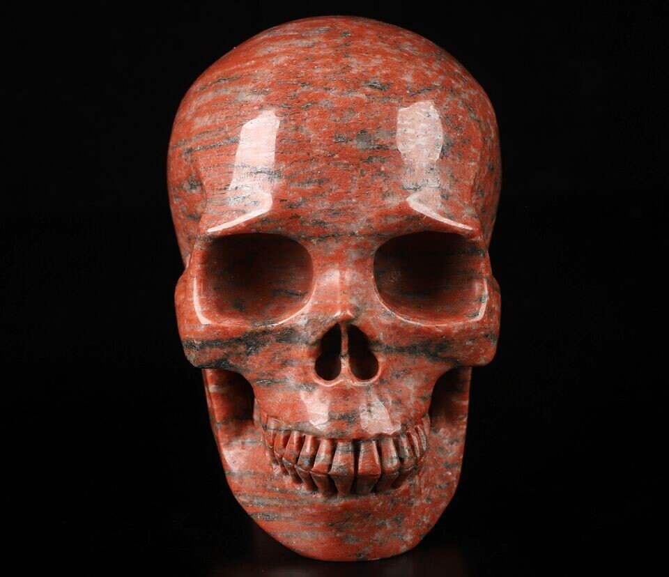 Granite Rouge ,  Crâne avec colonne  / Crystal Skull  , Collection / Lithothérapie , Cranio , SchÄdel , Craneo , reiki Crystal Skull