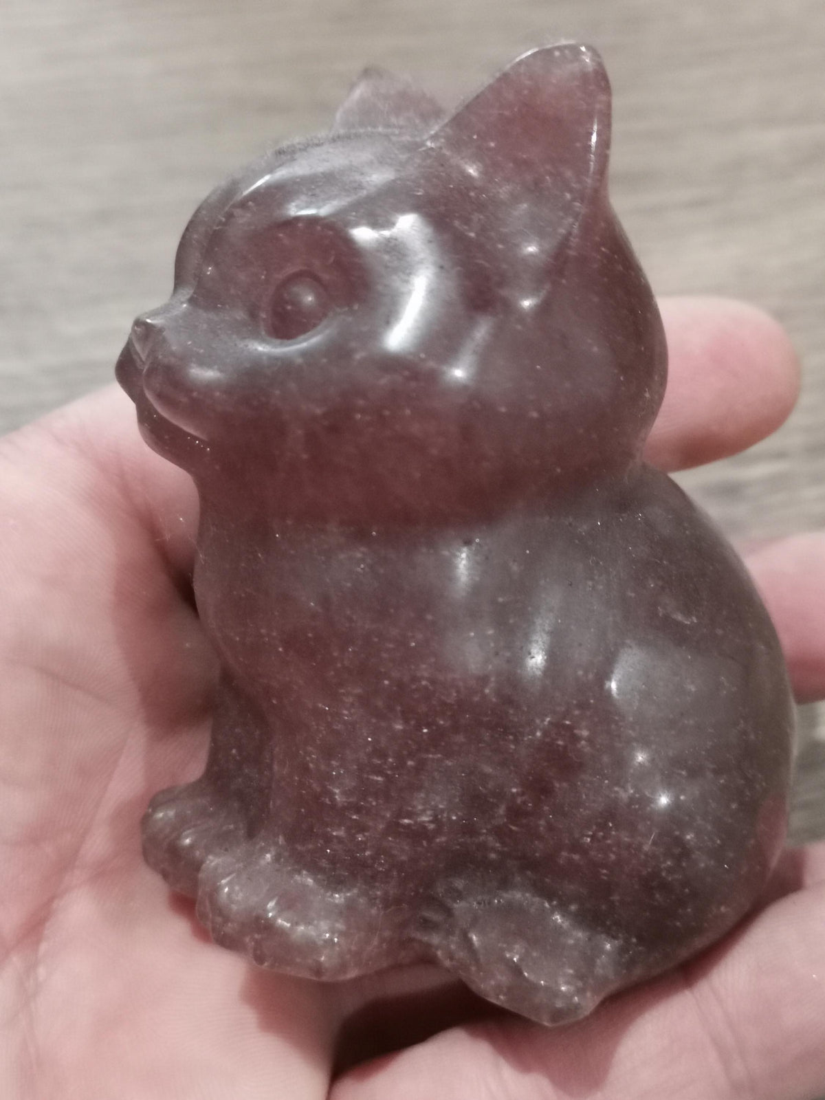 Kleine kitten, sculptuur van natuursteen, naar keuze -> Zwarte obsidiaan of rozenkwarts