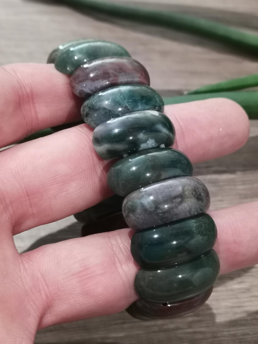 Minerals -> Ocean Jasper, Cuff Bracelet with Large Half-Moon Bead, 25 x 10 mm