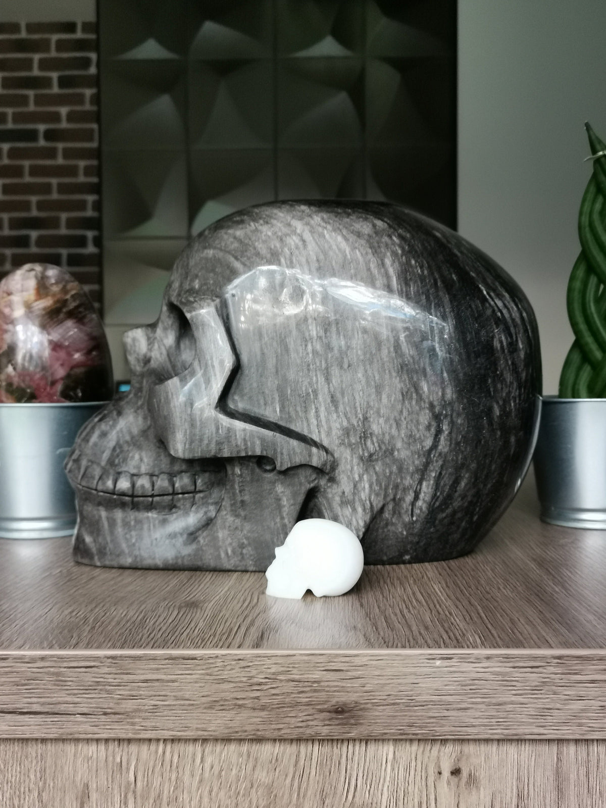 TITAN-skalle + 19 KG -> Silverobsidian / Skull TITAN / Colosse Crystal Skull