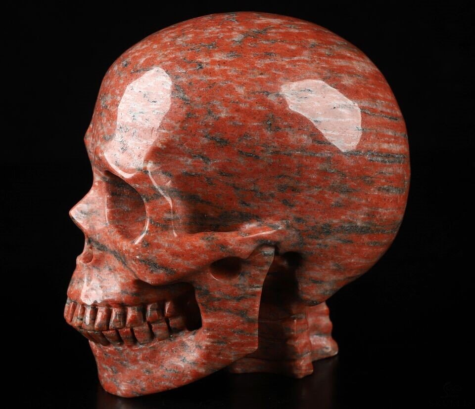 Granite Rouge ,  Crâne avec colonne  / Crystal Skull  , Collection / Lithothérapie , Cranio , SchÄdel , Craneo , reiki Crystal Skull