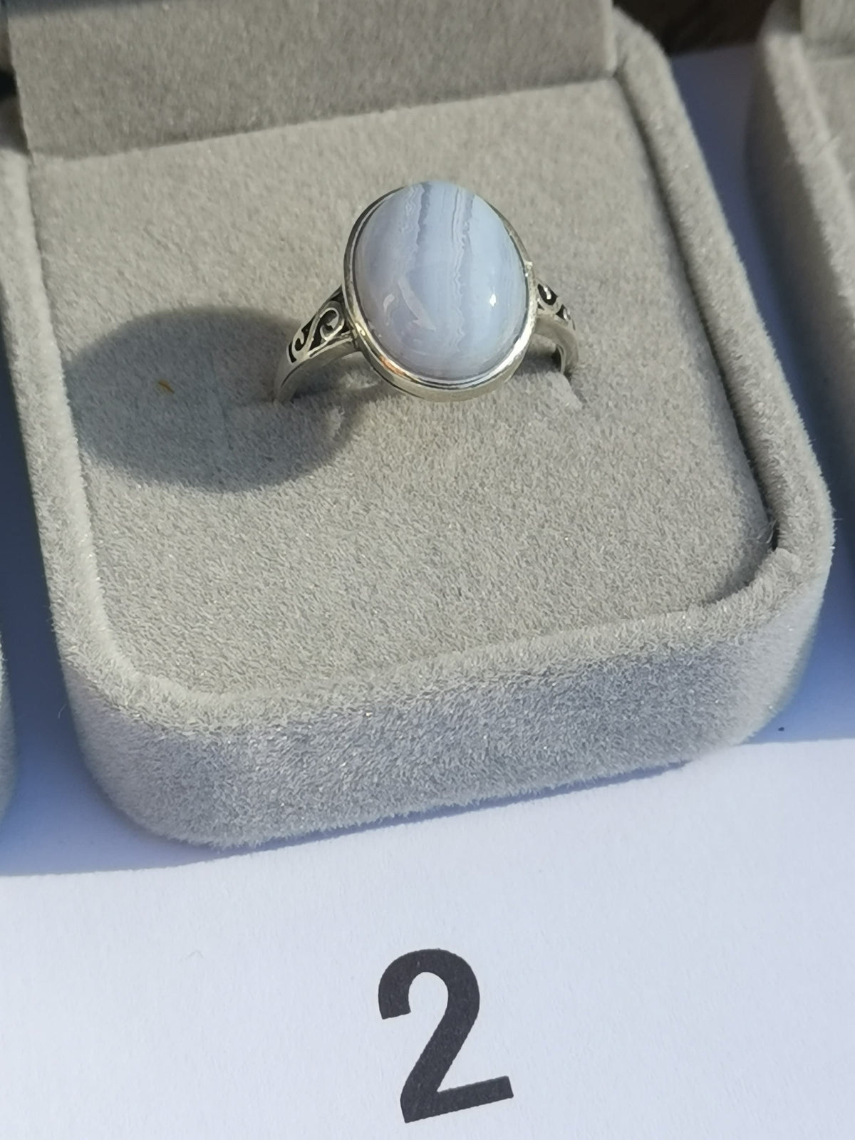 AGATE Blue Lace ; Bague réglable en ARGENT 925 , Fine qualité