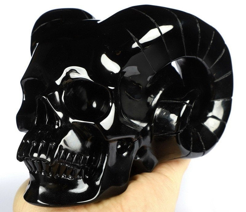 Ossidiana NERA , Teschio in pietra naturale da collezione , Skull collector Crystal Skull
