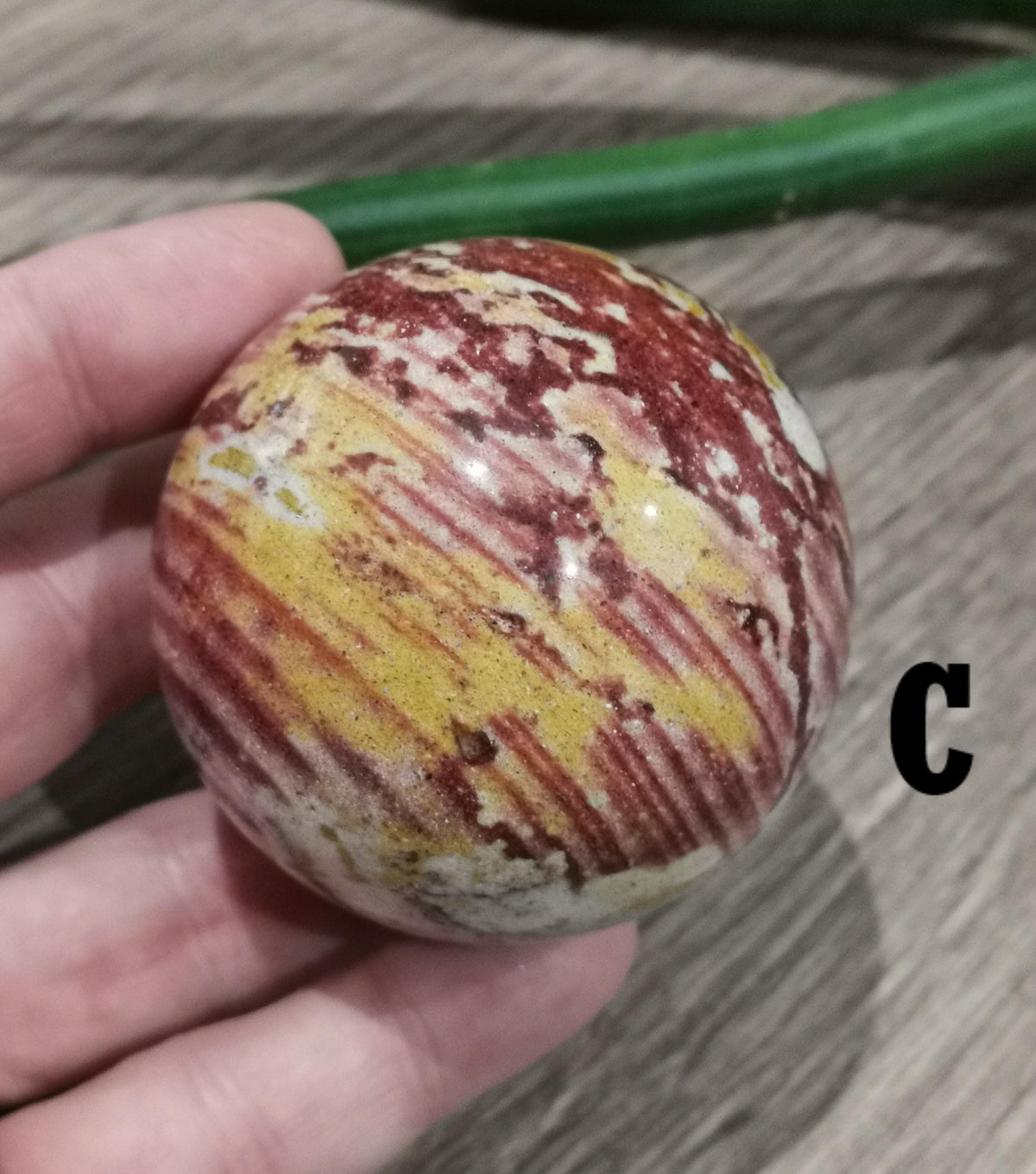Jaspe Van Gogh , Amarillo , naranja , rojo , piedra natural tallada en Esfera , Bola de colección / Litoterapia / Feng shui