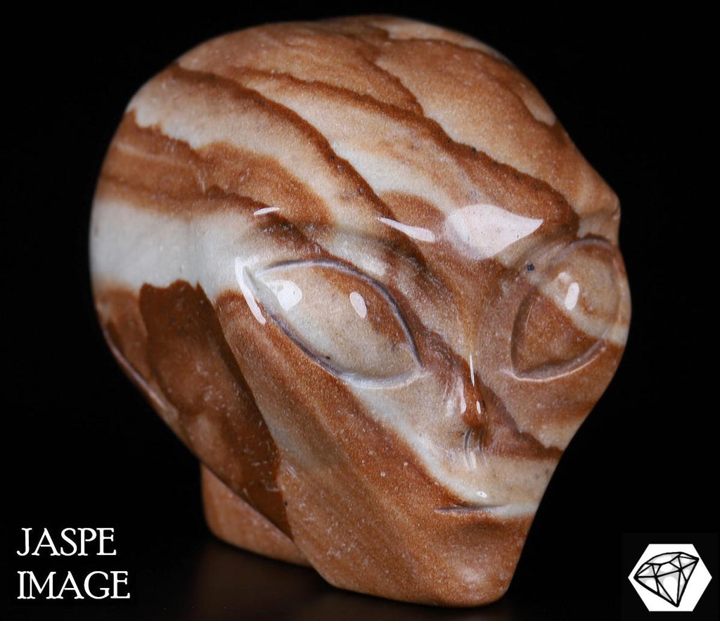 Landschapsjaspers, ALIEN-hoofd / Natuurstenen schedel voor verzamelaars / decoratie Skull, Cranio, SchÄdel, Craneo Crystal Skull