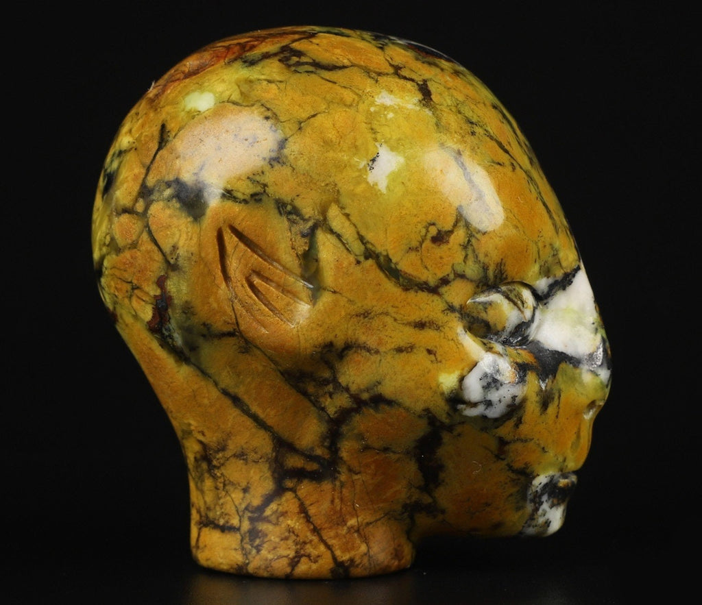 Högkvalitativ kinesisk jaspis, skulptur av alv / fe / avatar med huvud i sten, samlarobjekt