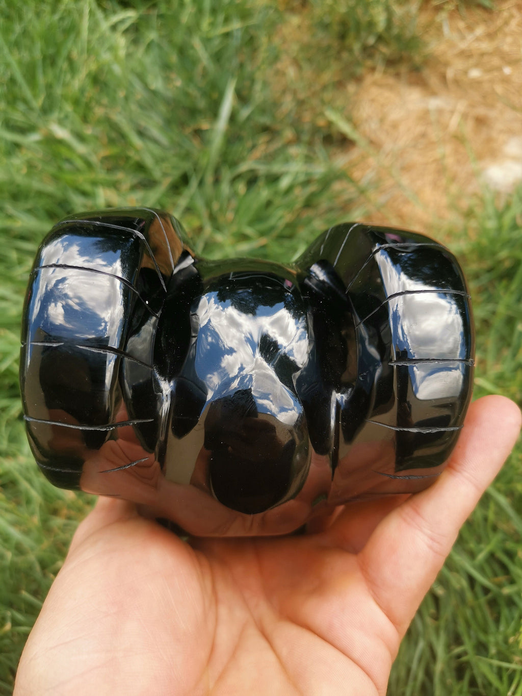 Ossidiana NERA , Teschio in pietra naturale da collezione , Skull collector Crystal Skull