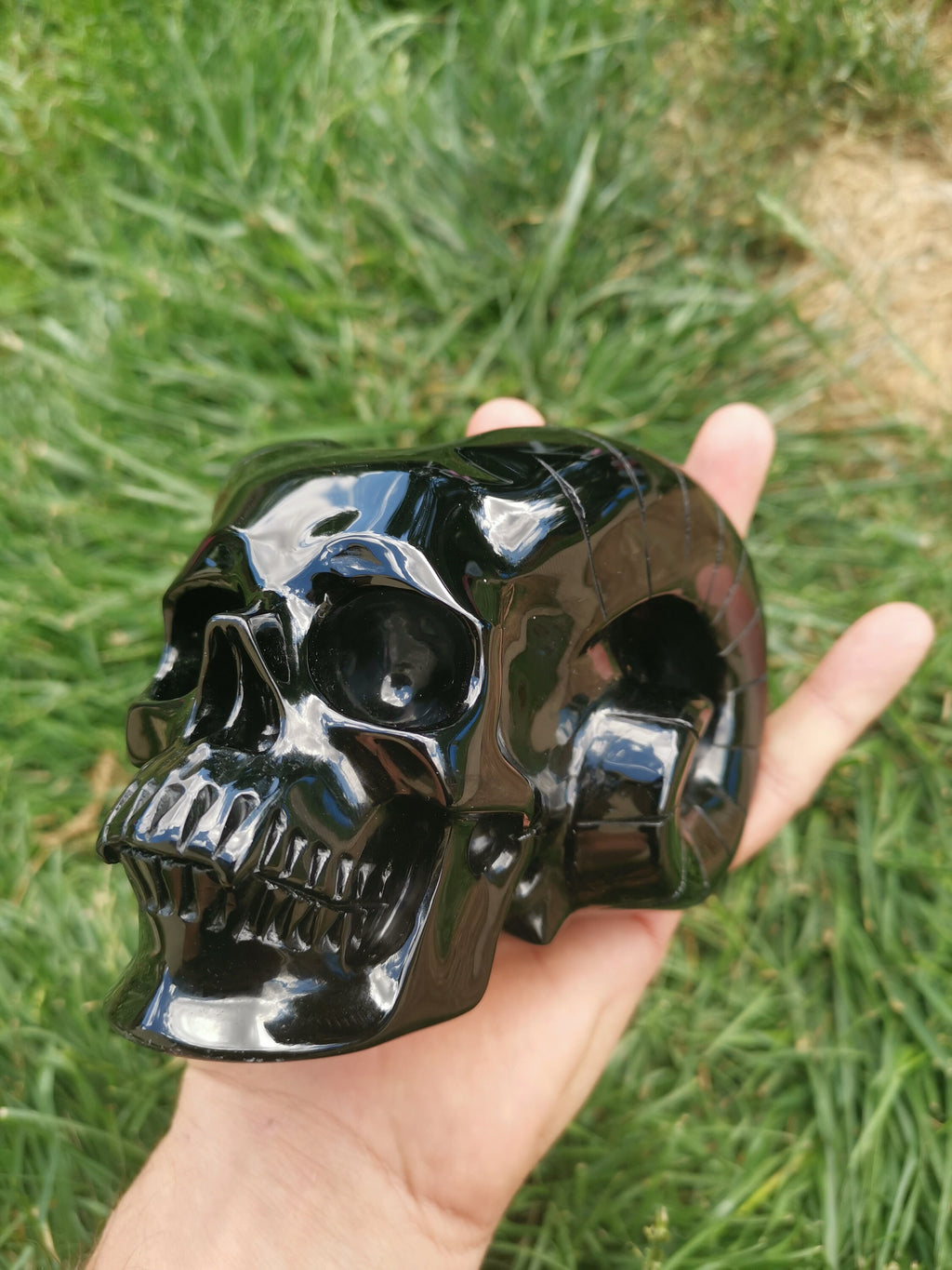 Ossidiana NERA , Teschio in pietra naturale da collezione , Skull collector Crystal Skull