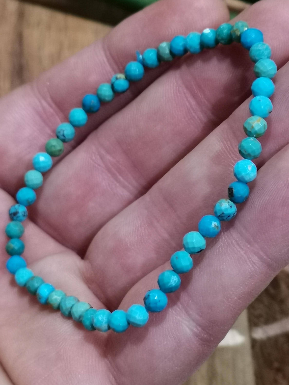 Turquesa do México  , Pulseira à medida à escolha  , Pérola redonda facetada de 4 mm