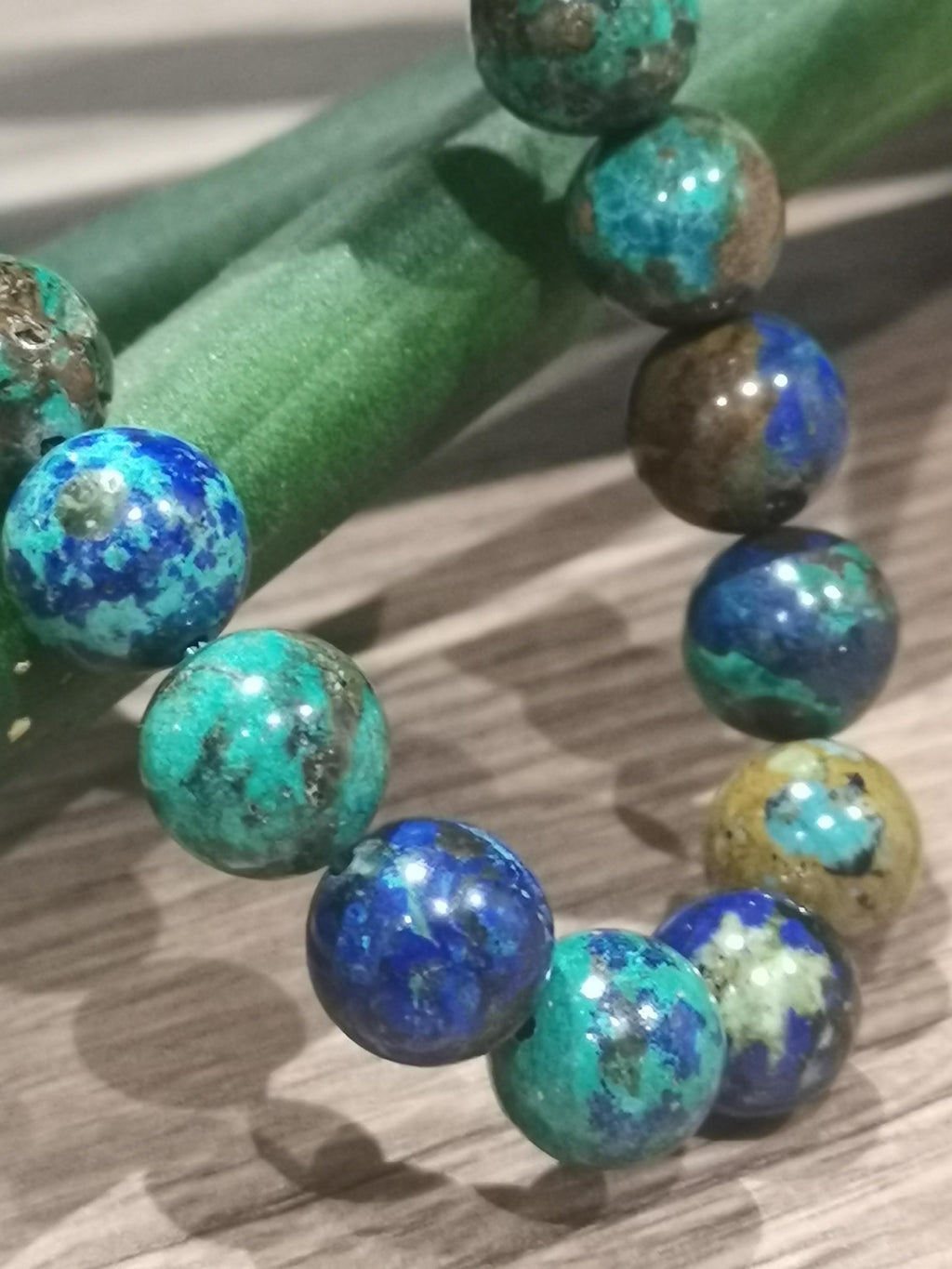 Bracelet en azurite-malachite – Perles de 10 mm – Sur mesure