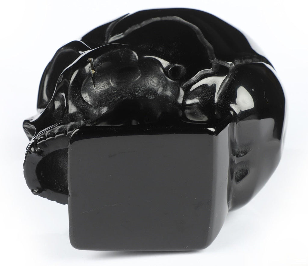 Hoorn schedel van zwart obsidiaan – Collectiesculptuur – 1.370 g