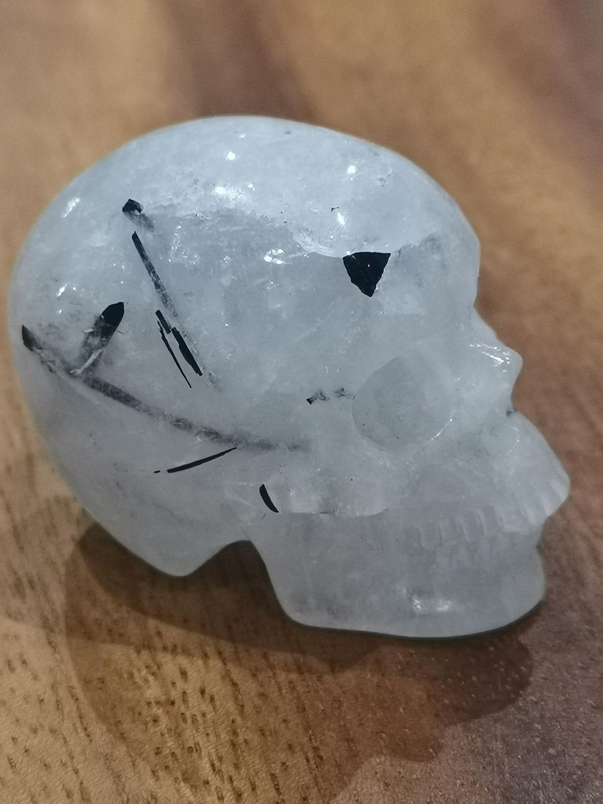 2"  Quarzo Tormalina , Cranio di Cristallo -> minerali scolpiti da collezione / Cranio
