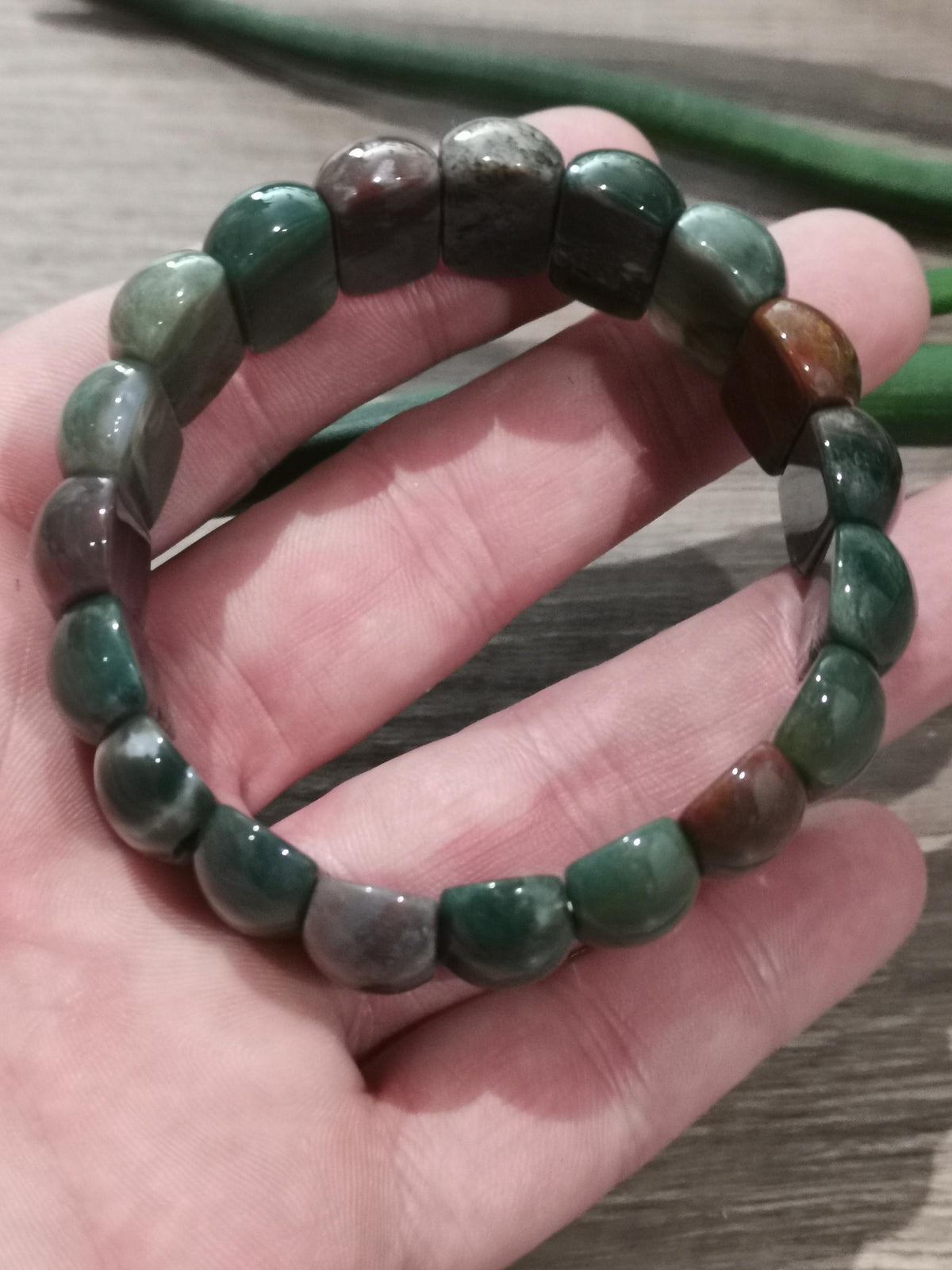 Minerals -> Ocean Jasper, Cuff Bracelet with Large Half-Moon Bead, 25 x 10 mm