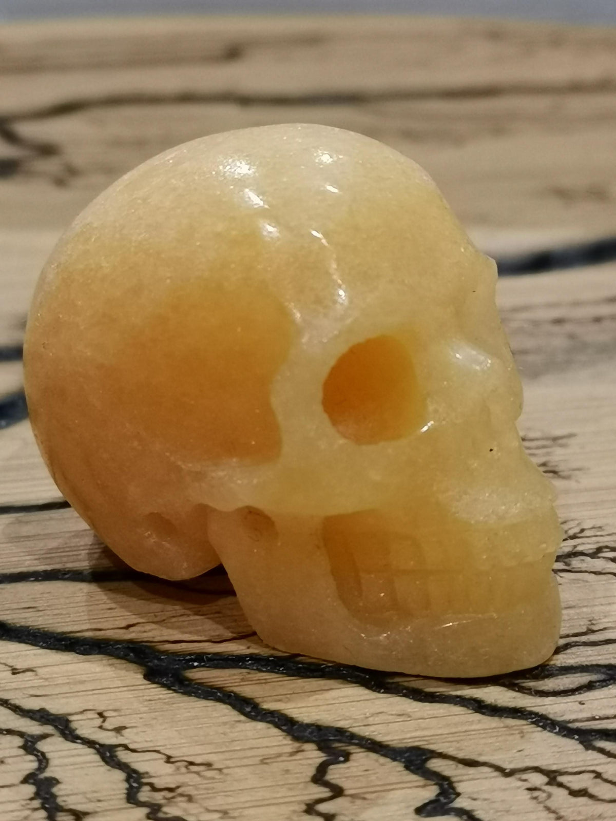 2' yellow CALCITE, stone skull collection / Lithotherapy / Decoration/ Cranio skull