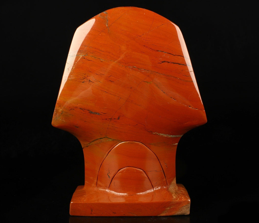 Jaspe Rouge   , Sculpture Crâne Pharaon / Toutankhamon , Egypte  /  vanité