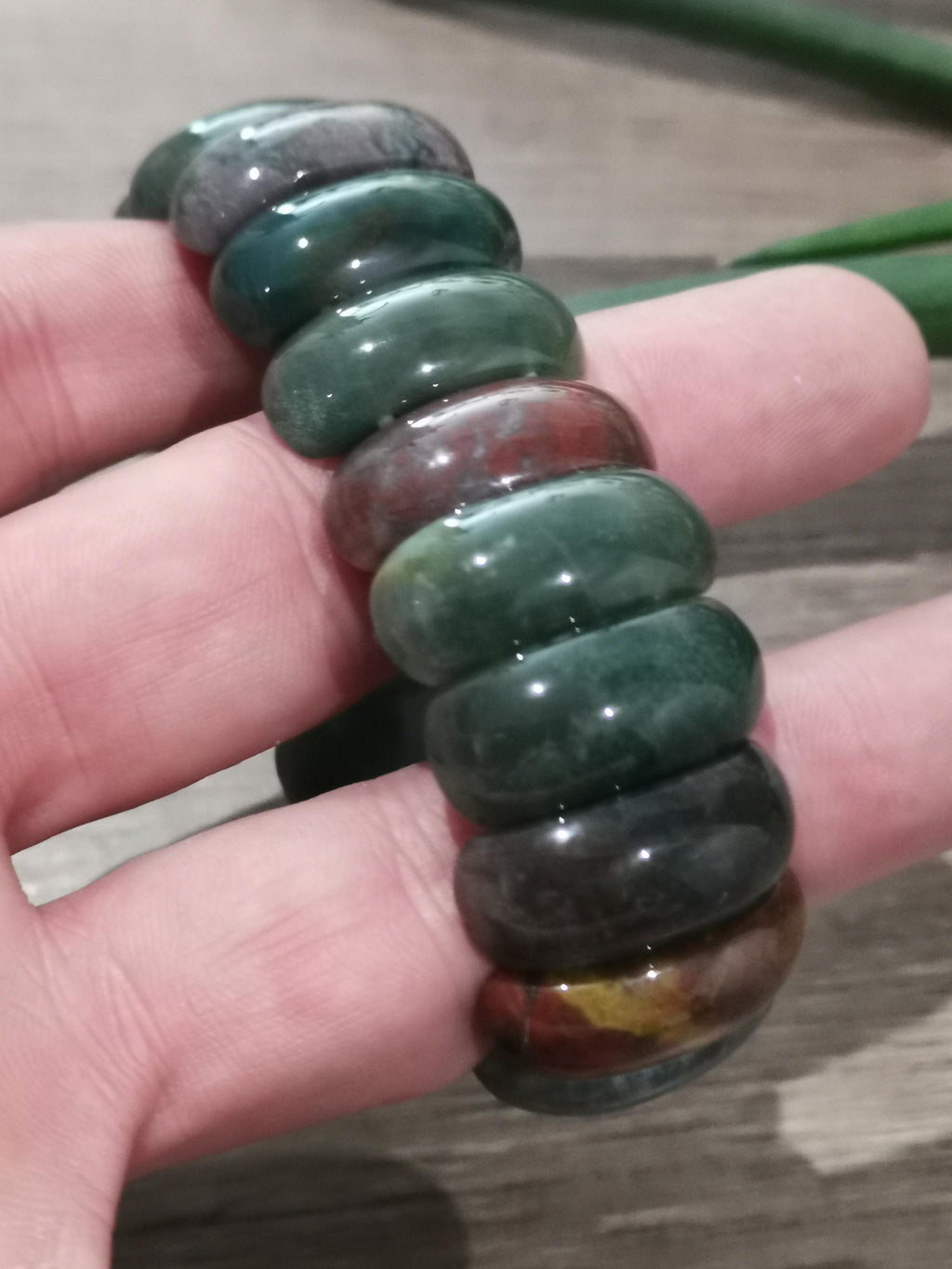 Minerals -> Ocean Jasper, Cuff Bracelet with Large Half-Moon Bead, 25 x 10 mm