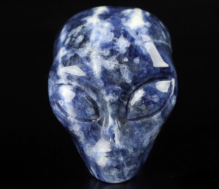 SODALITE Teschio alieno, minerale scolpito da collezione / REIKI Teschio, Cranio, SchÄdel, Cranio Teschio di cristallo