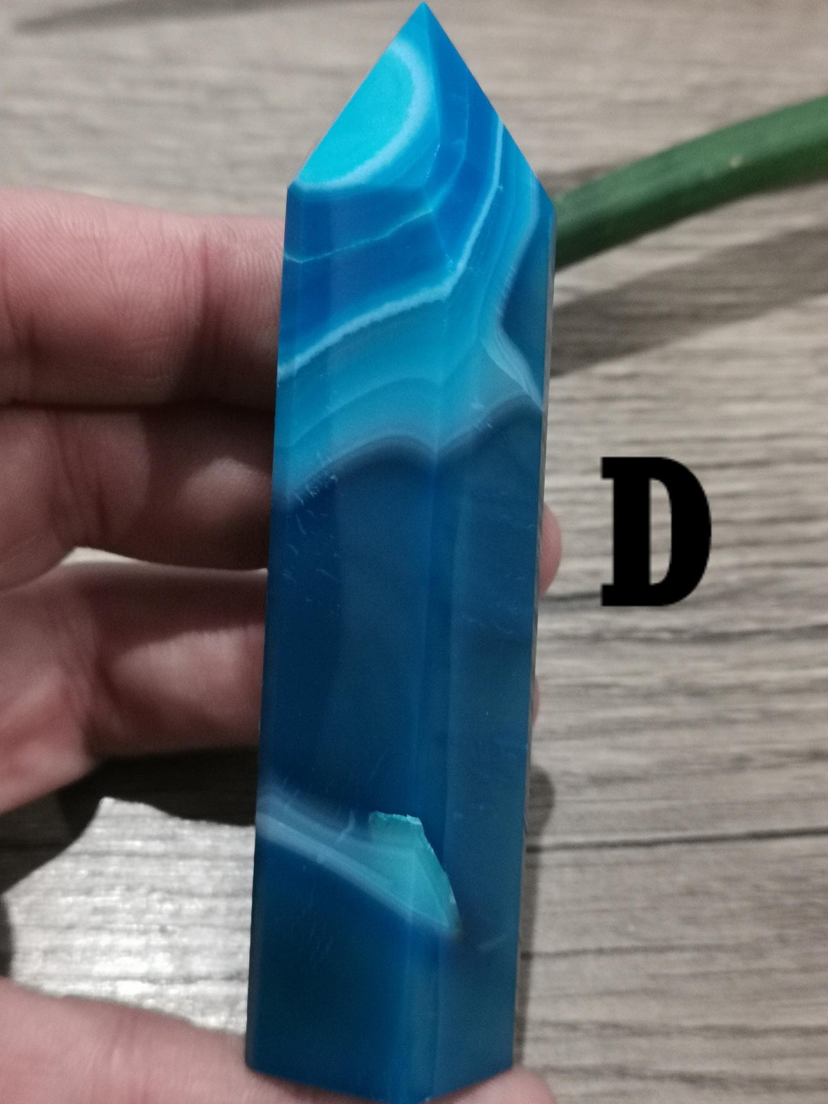 Agate Bleu couleur Mer , Obélisque / Pointe de collection - Fengshui