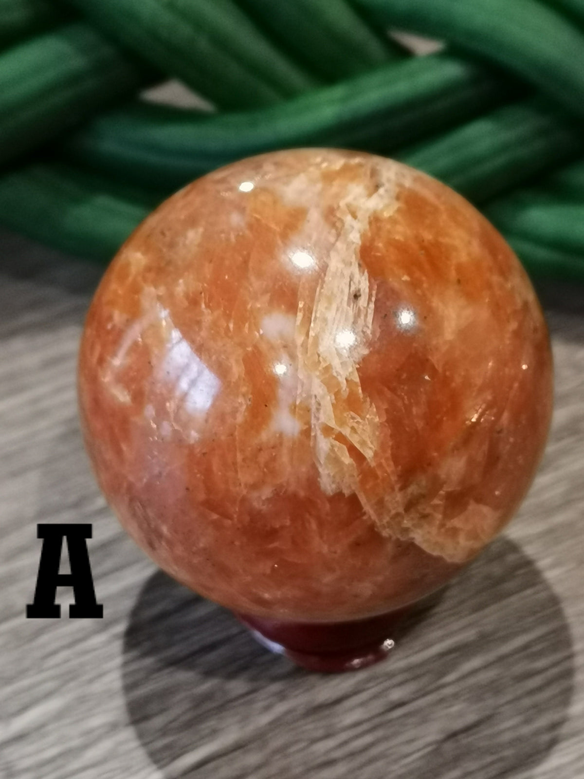 Calcita naranja con inclusión de hematita, esfera a ELECCIÓN, decoración Zen / Feng Shui