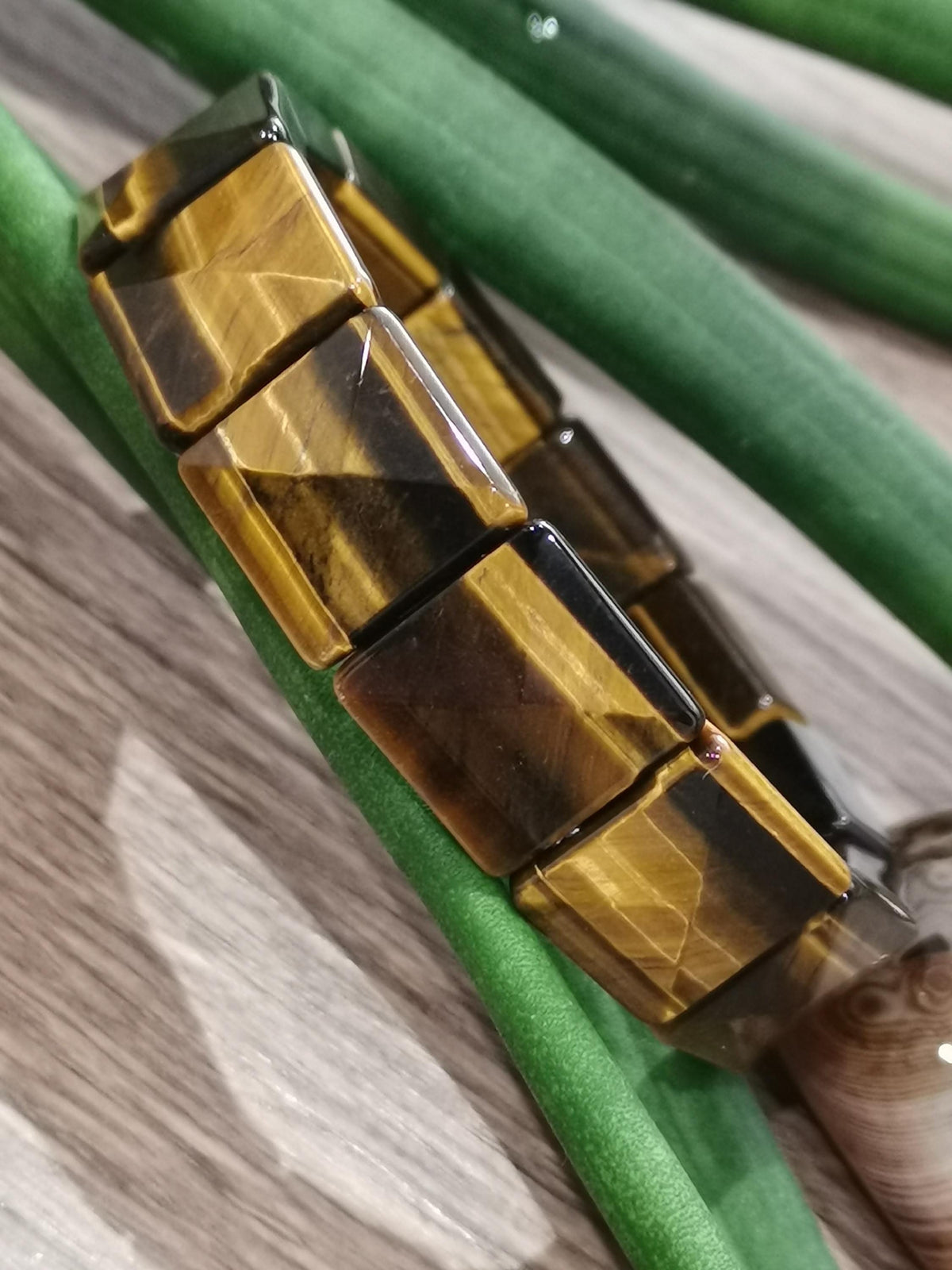 Occhio di tigre giallo, bracciale bello e grande formato quadrato 16/16 mm, magnifico