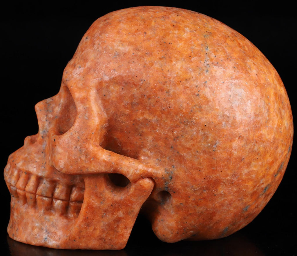 Calcite Orange / Sculpture en Crâne de pierre naturelle , couleur parfaite / Vanité / Memento Mori