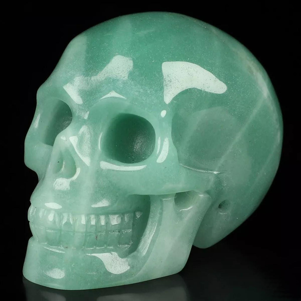 Braziliaanse groene aventurijn, natuurstenen sculptuur, bewerkte mineralen / kristallen schedel 2 P