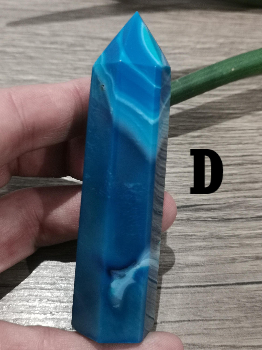 Agate Bleu couleur Mer , Obélisque / Pointe de collection - Fengshui