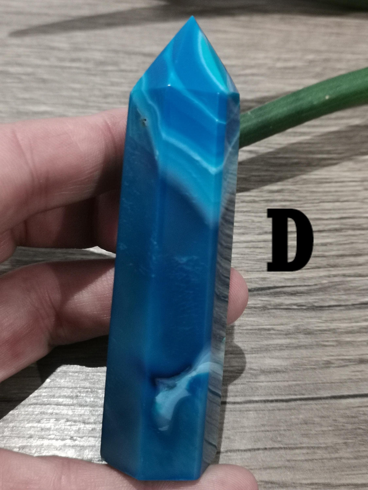 Agate Bleu couleur Mer , Obélisque / Pointe de collection - Fengshui