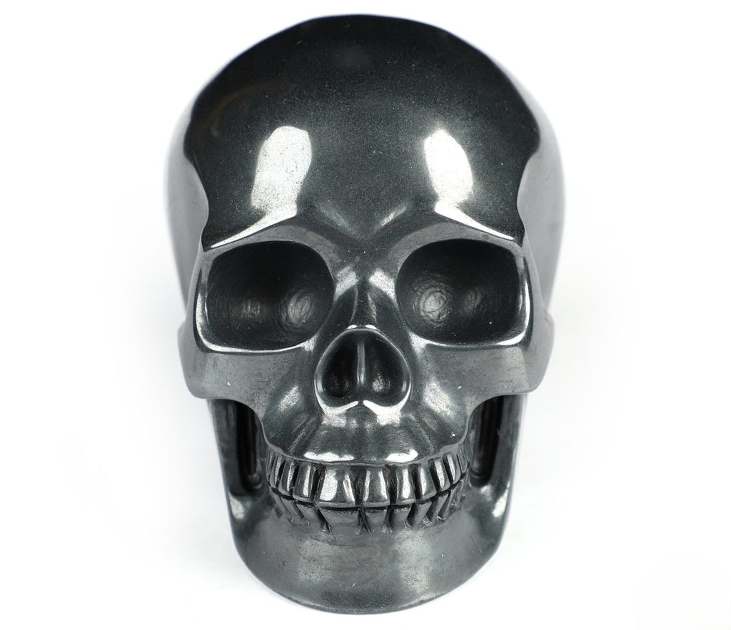 Hématite de Taille M , pierre ferreuse -> Sculpture / Crâne sculpté en pierre naturelle , Memento Mori , méditation , Feng shui , Vanité