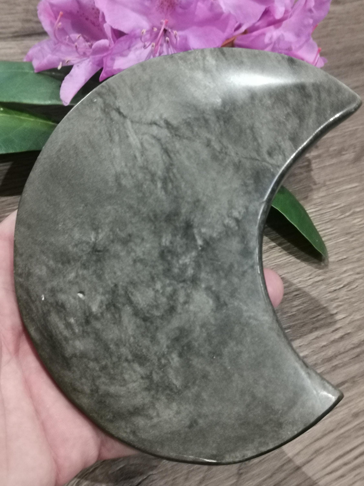 Lune en obsidienne dorée – Pierre naturelle de 15,7 cm