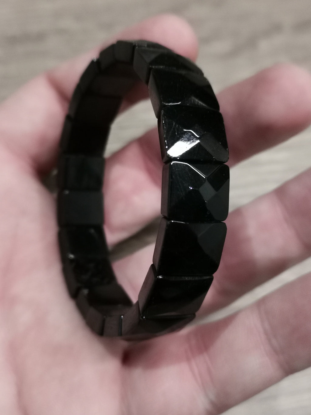 Turmalina Negra, pulseira de contas quadradas facetadas, qualidade Extra AA