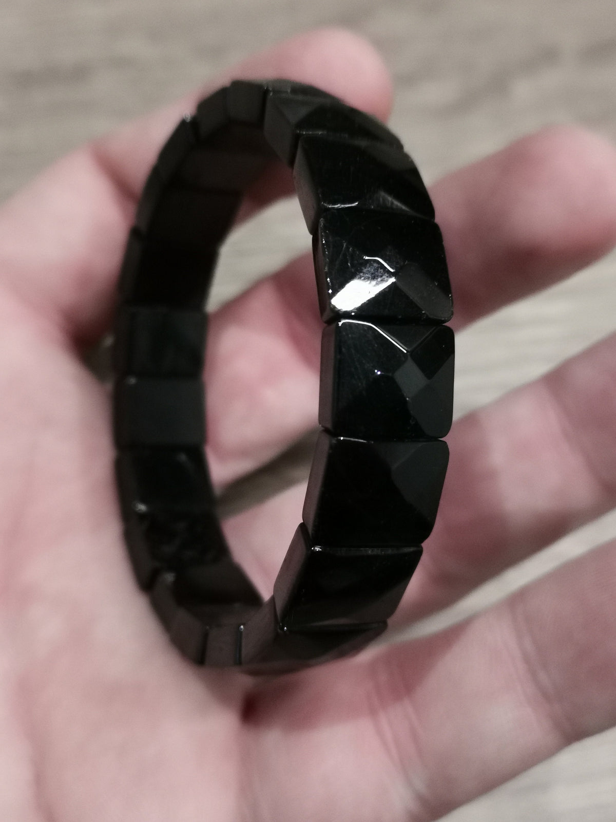Turmalina Negra, pulseira de contas quadradas facetadas, qualidade Extra AA