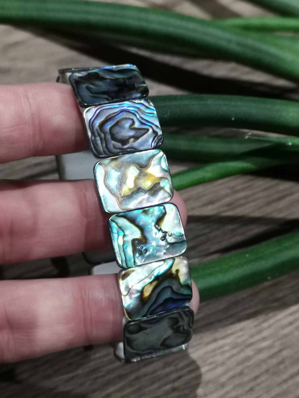 Pulsera de nácar de abalón – Perlas rectangulares