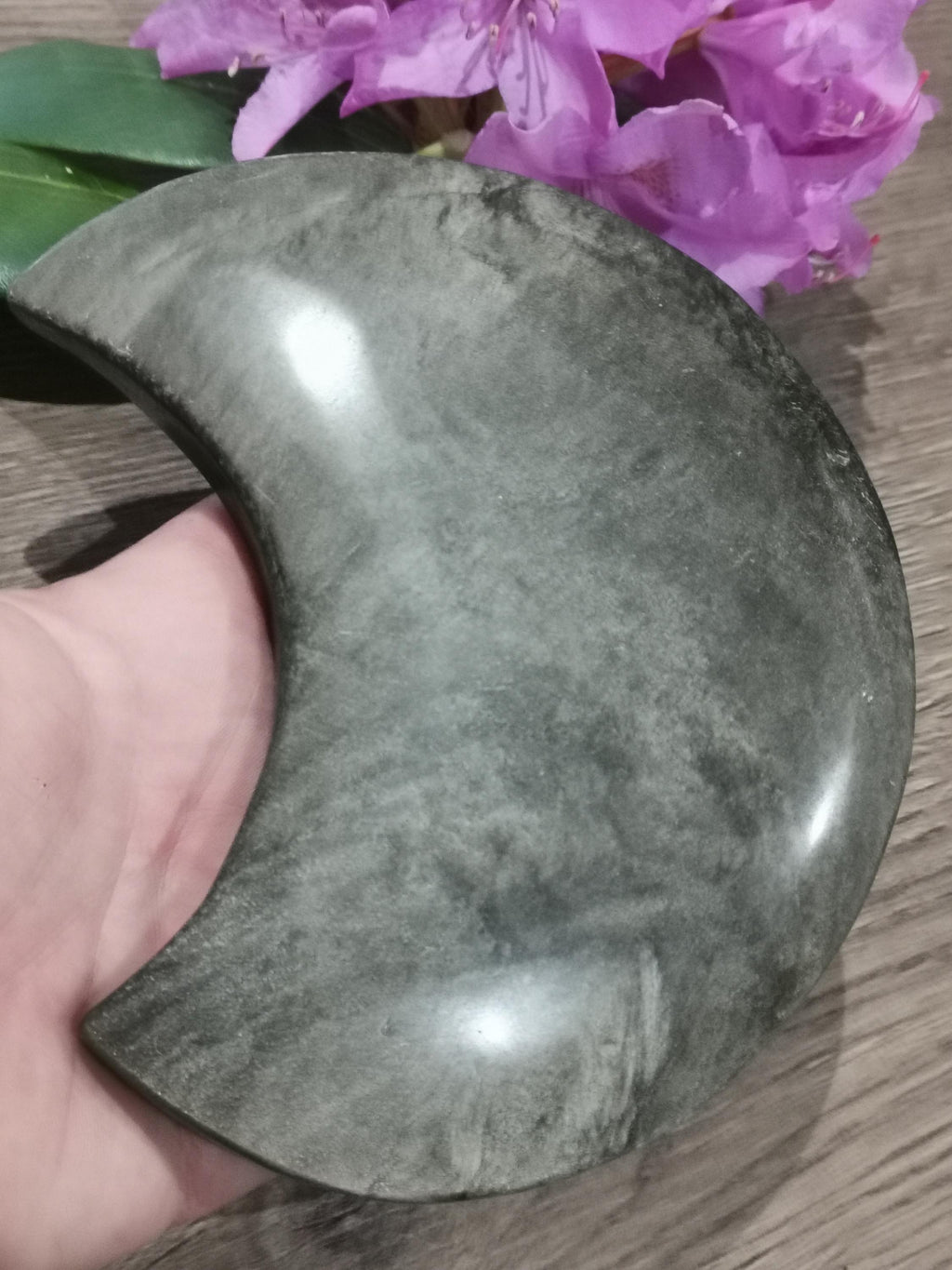 Lune en obsidienne dorée – Pierre naturelle de 15,7 cm