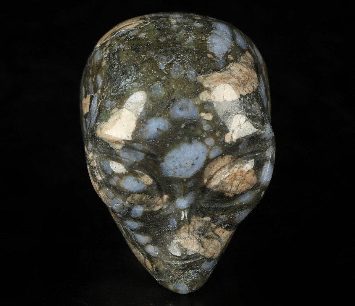 Opale Bleu : Que Sera llanite , Crâne de pierre naturelle de Collection   /  Skull , Cranio , SchÄdel , Craneo Crystal Skull