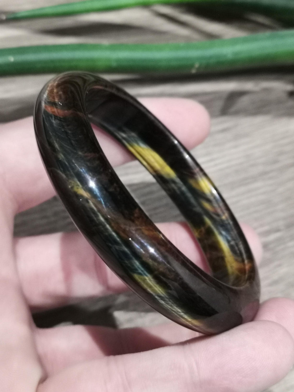 Starrer Naturstein-ARMBAND-REIF, Unisex, 3 Farben: Falkenauge / Tigerauge / Bullenauge -> Durchmesser 61,5 mm
