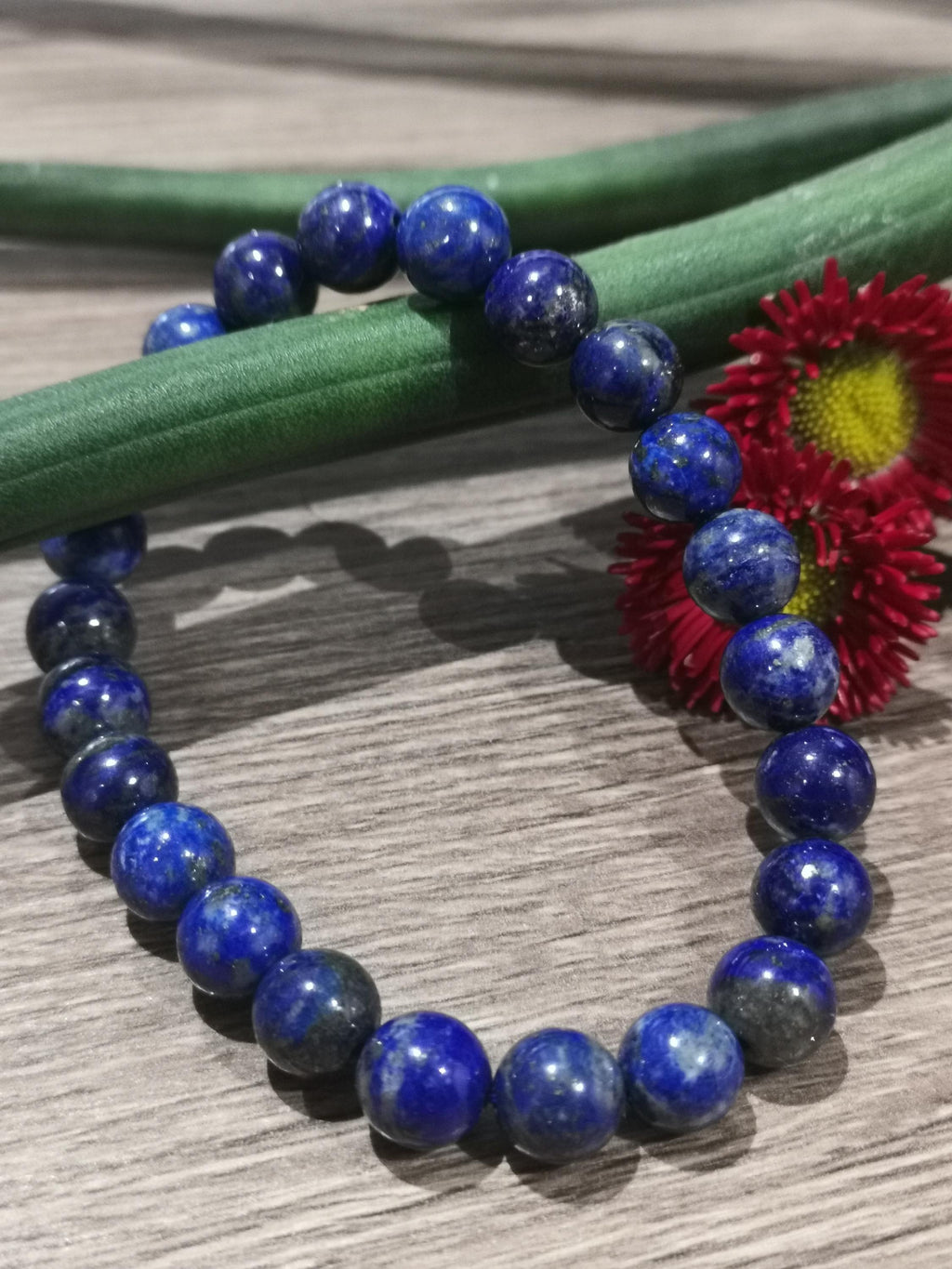 Lapislázuli de Pakistán , Pulsera a Medida en perla de 8 Mm en , Piedra natural