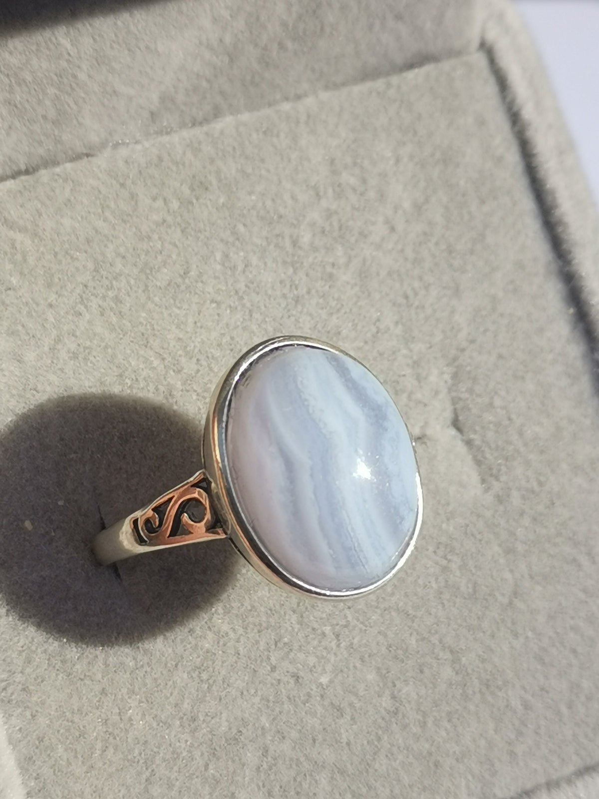 AGATE Blue Lace ; Bague réglable en ARGENT 925 , Fine qualité