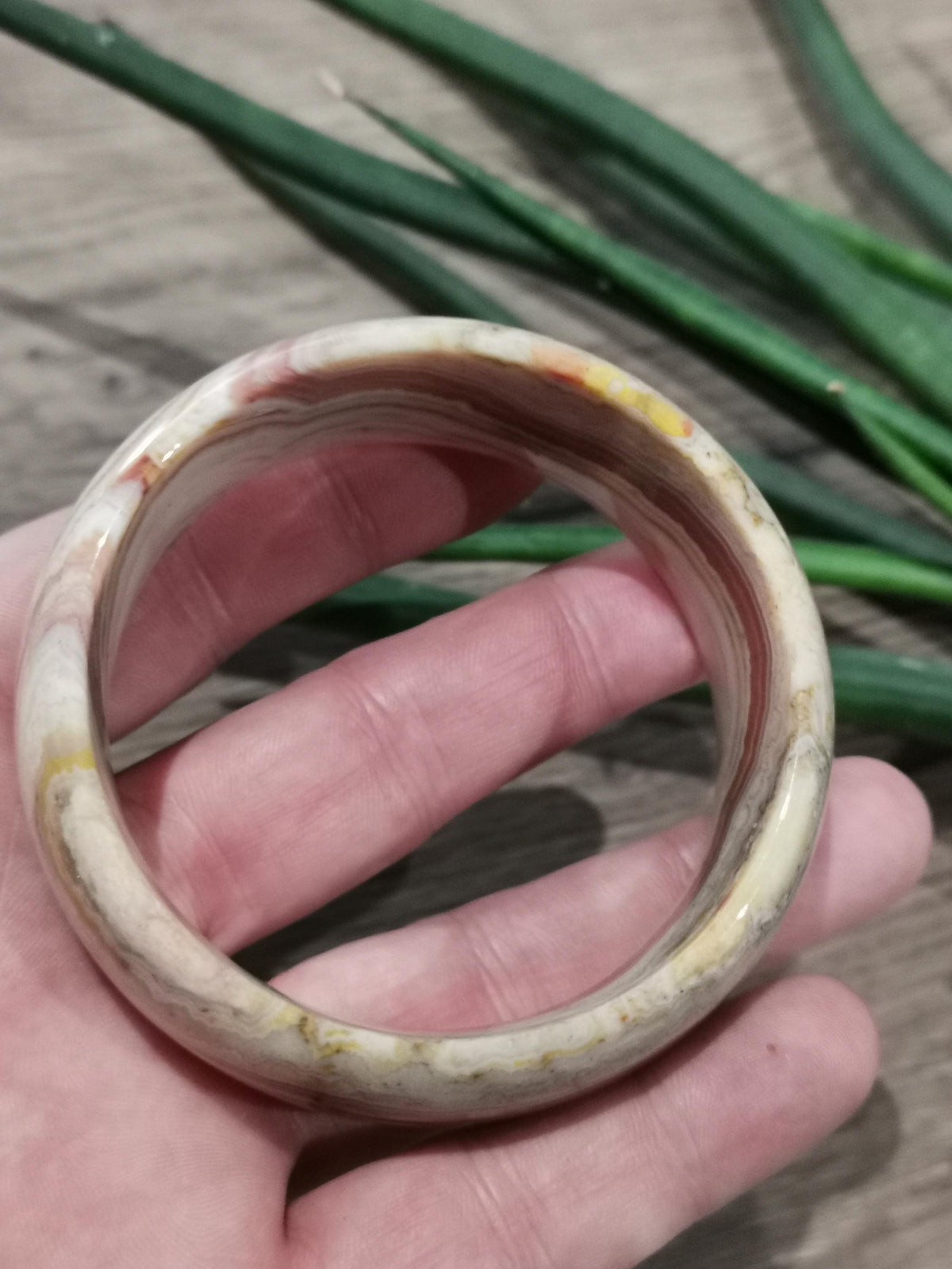 Pulseira rígida em ágata louca · Diâmetro interior 62 mm , Pedra natural
