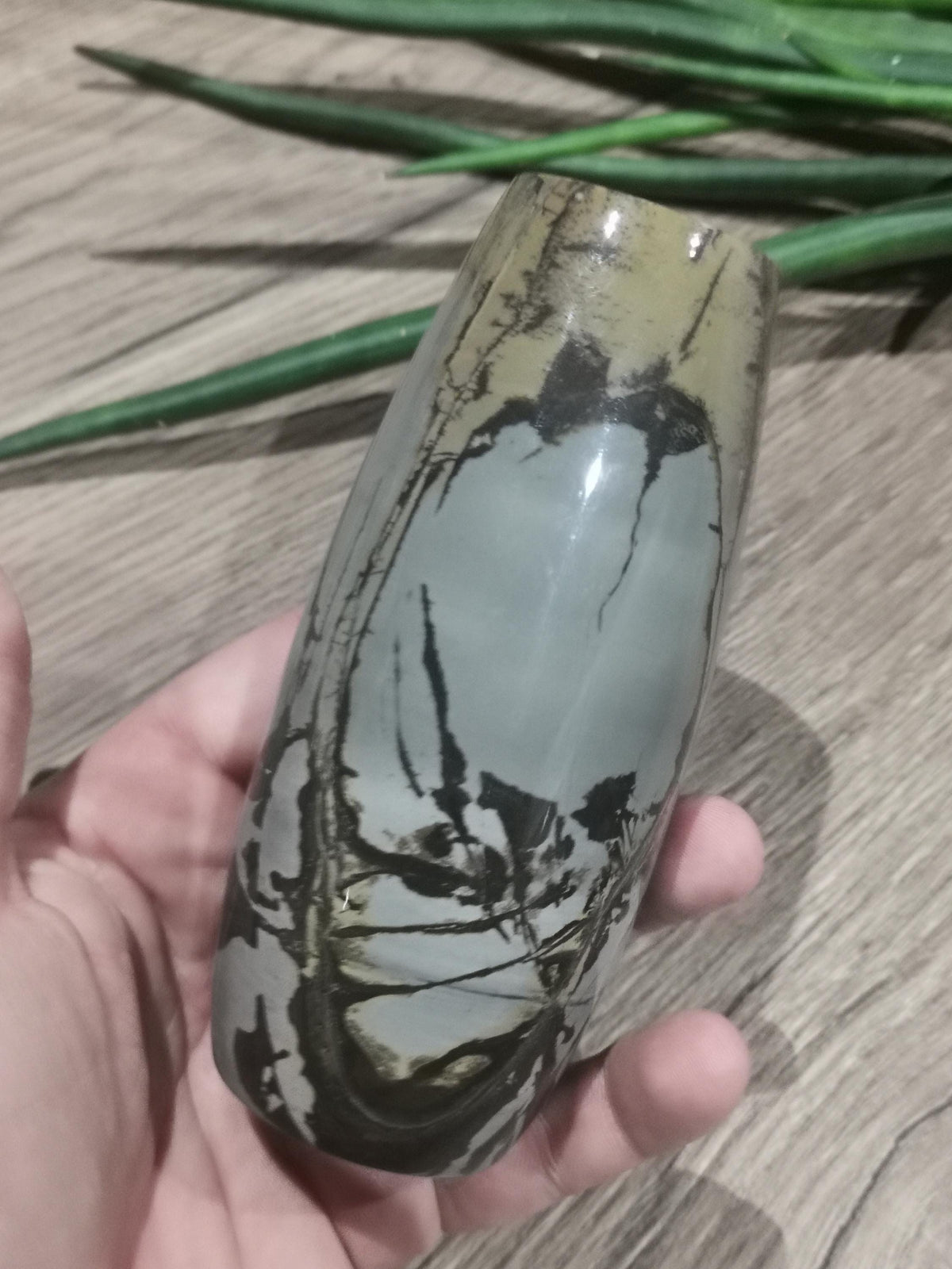 Vase en jaspe paysage naturel – 13 cm