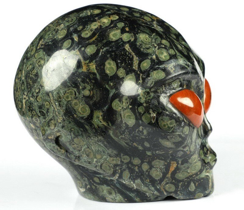 Roswell Alien Skull in Kambaba Jasper and Red Jasper · XL Natural Stone