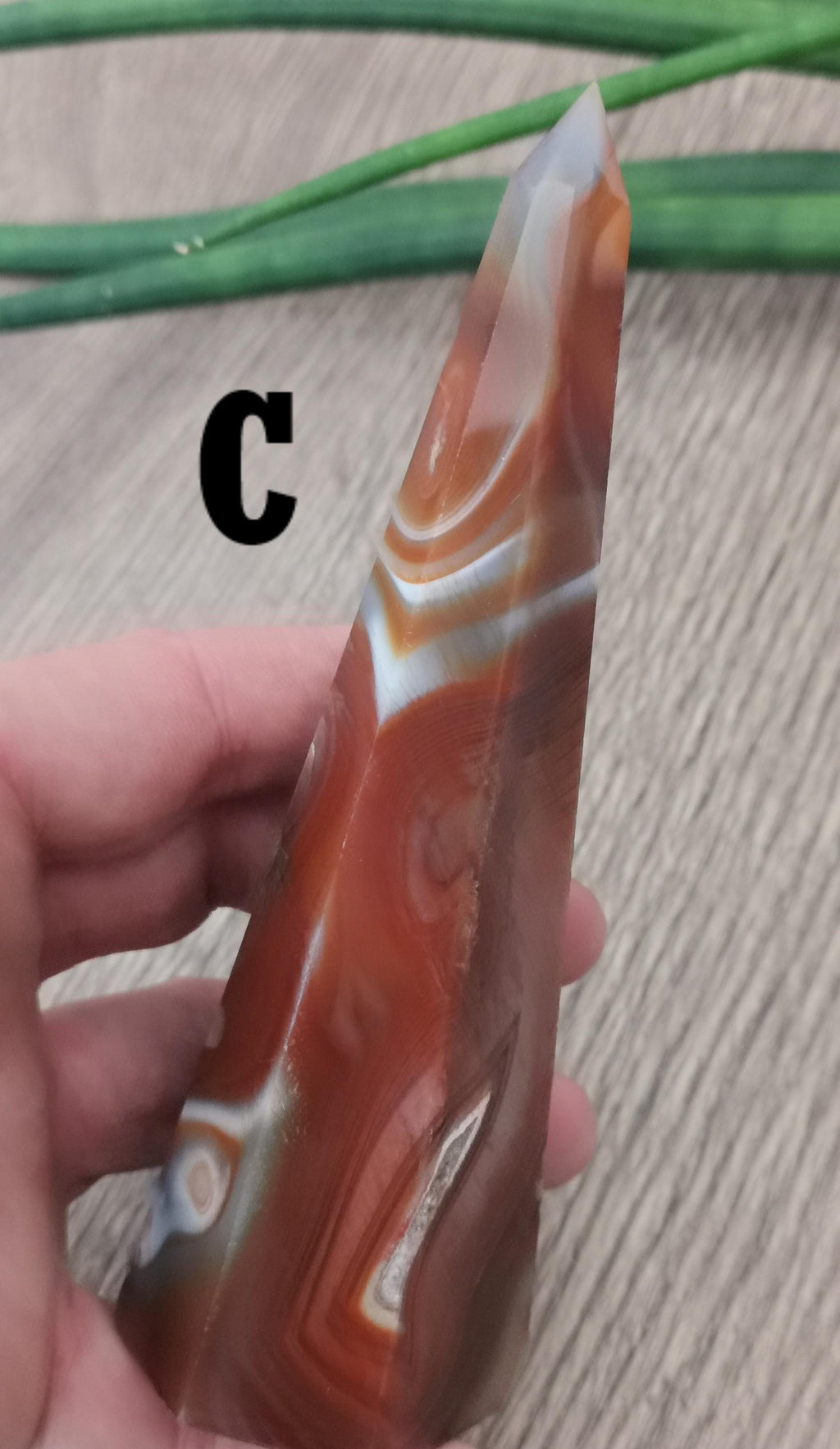 Orange Madagascar sardonyx agate – Choice of obelisk tower
