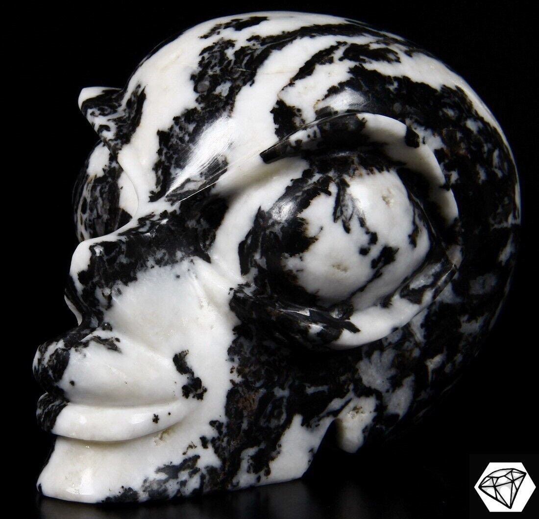 ZEBRA-Jaspis sculptuur in de vorm van een Afrikaans hoofd van natuursteen / doodshoofd / Cranio , SchÄdel , Craneo , Skull , reiki-kristallen schedel
