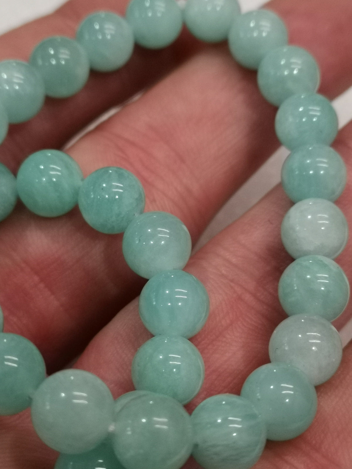 Pulseira de Amazonite em Contas de 8 mm , bela cor homogénea