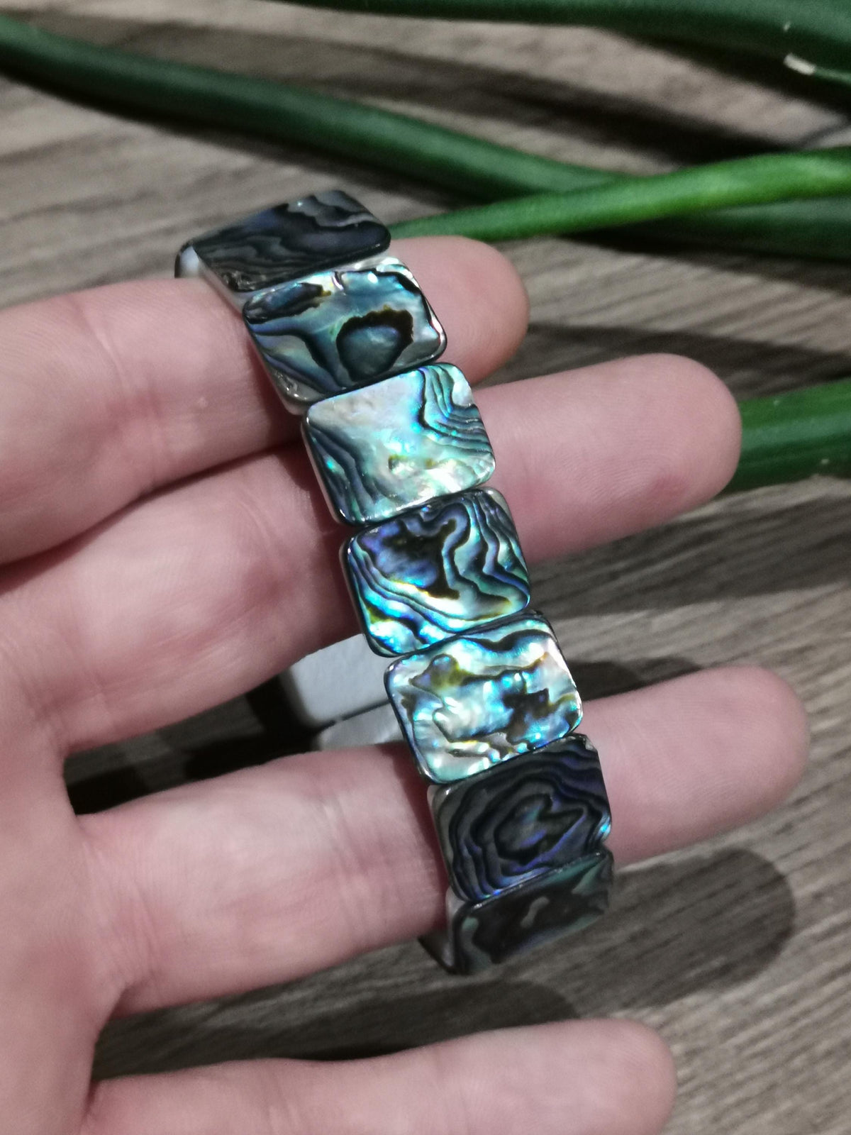 Pulsera de nácar de abalón – Perlas rectangulares