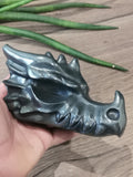 Dragón XL de hematita · Escultura de piedra natural