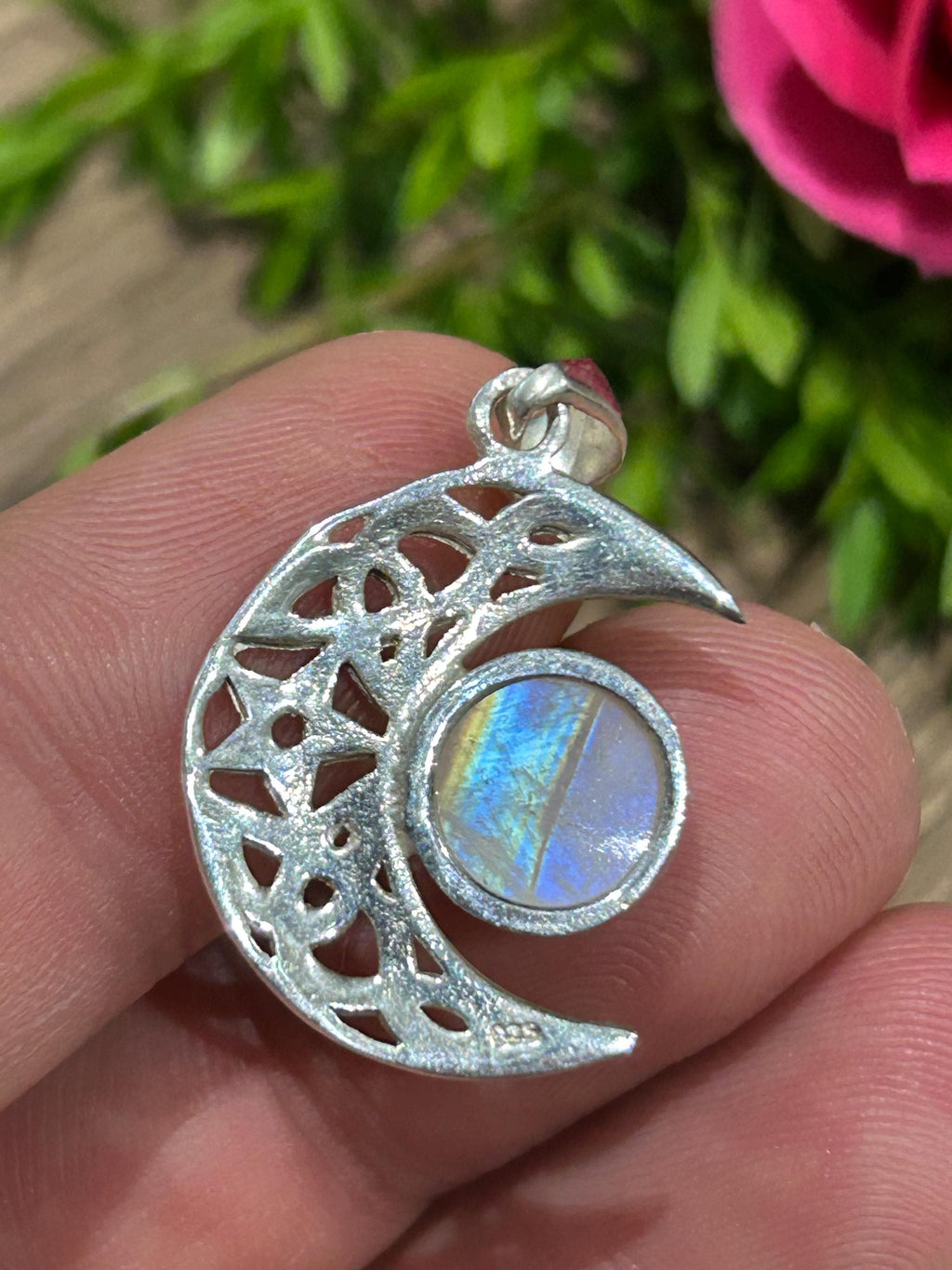 Colgante de luna en plata 925 y piedra lunar – 4 g