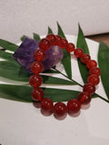 Ágata cornalina vermelho-alaranjada, pulseira de contas de 10 ou 8 mm, contas selecionadas em tons de vermelho