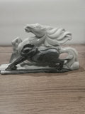 Magnifique Sculpture XL Cheval en Jaspe Rubané Asiatique