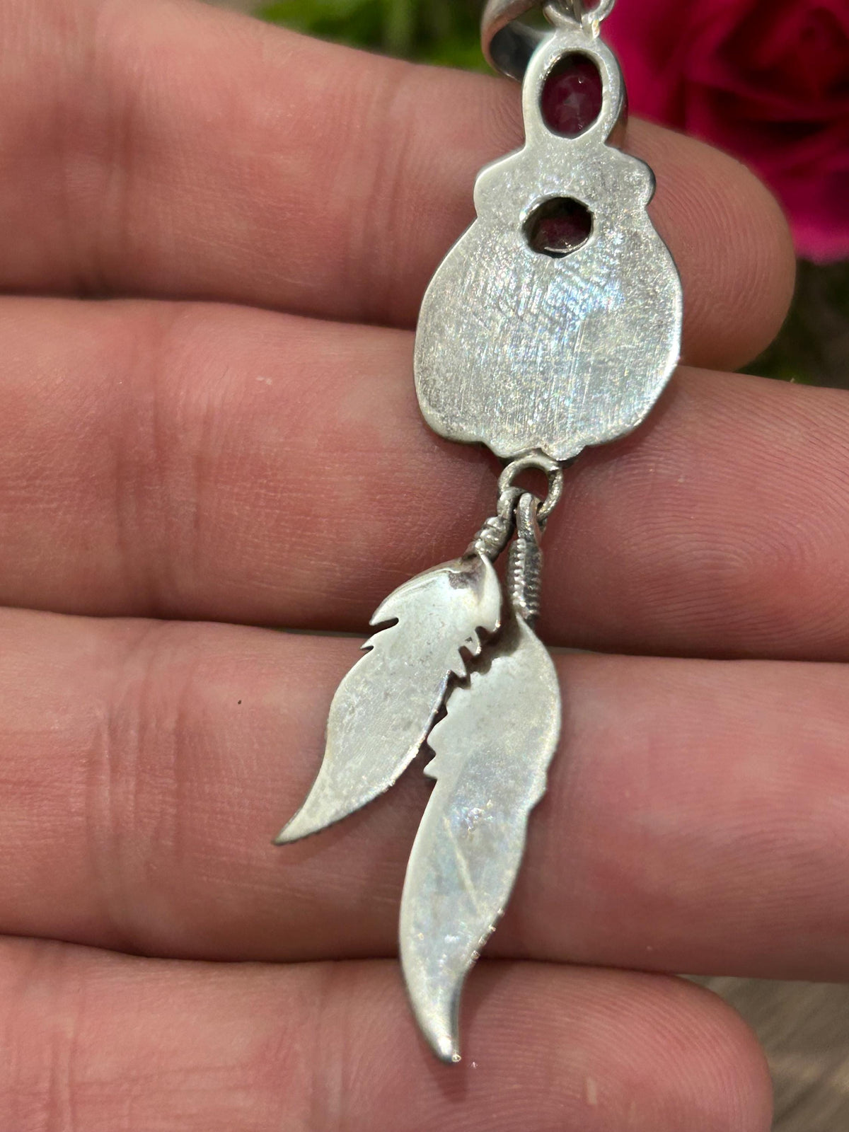Pendentif attrape-rêves en rubis de Birmanie et argent 925 – 6,4 g